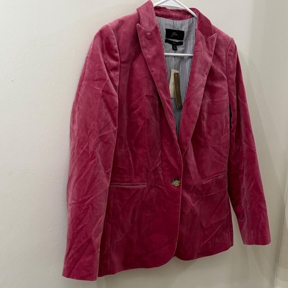 J. Crew NWT Parke Velvet Women's Blazer - size 2 - pink - 100% cotton